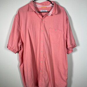 Tommy Bahama Men's Short Sleeve Salmon Button-Up Shirt Lightweight Resort XXL!
